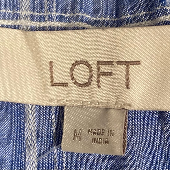 NWOT Loft Blue Plaid Button-Up Sleeveless Shirt Dress. Comfy. Beachy. Casual. - Picture 6 of 6